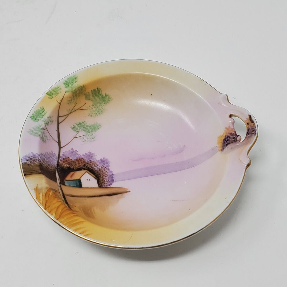 Meito China Handled Bowl Relish/condiments dish lightweight Hand Painted